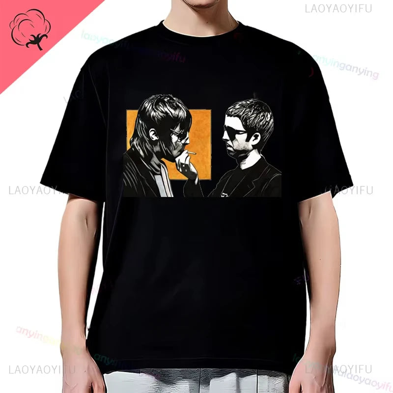 2024 Graphic Printed Shirts-Oasis- Rock Band Customized TShirt Hip Hop Streetwear Harajuku Classic Retro Mens Clothes Womens Top