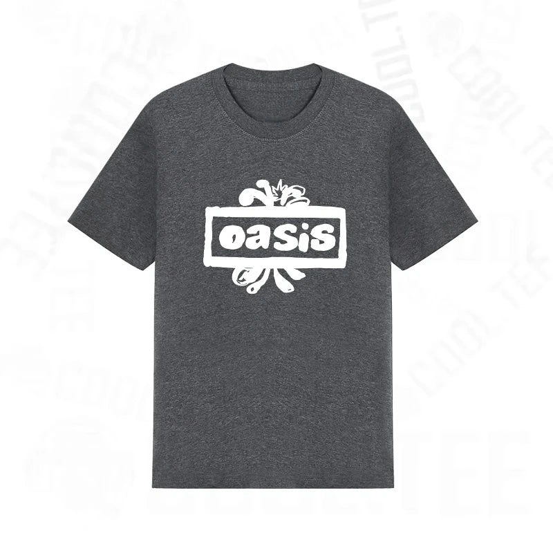 2025 Popular New Style Short-sleeved T-shirt Oasis Rock Band Around Loose with The Same Men and Women Comfortable