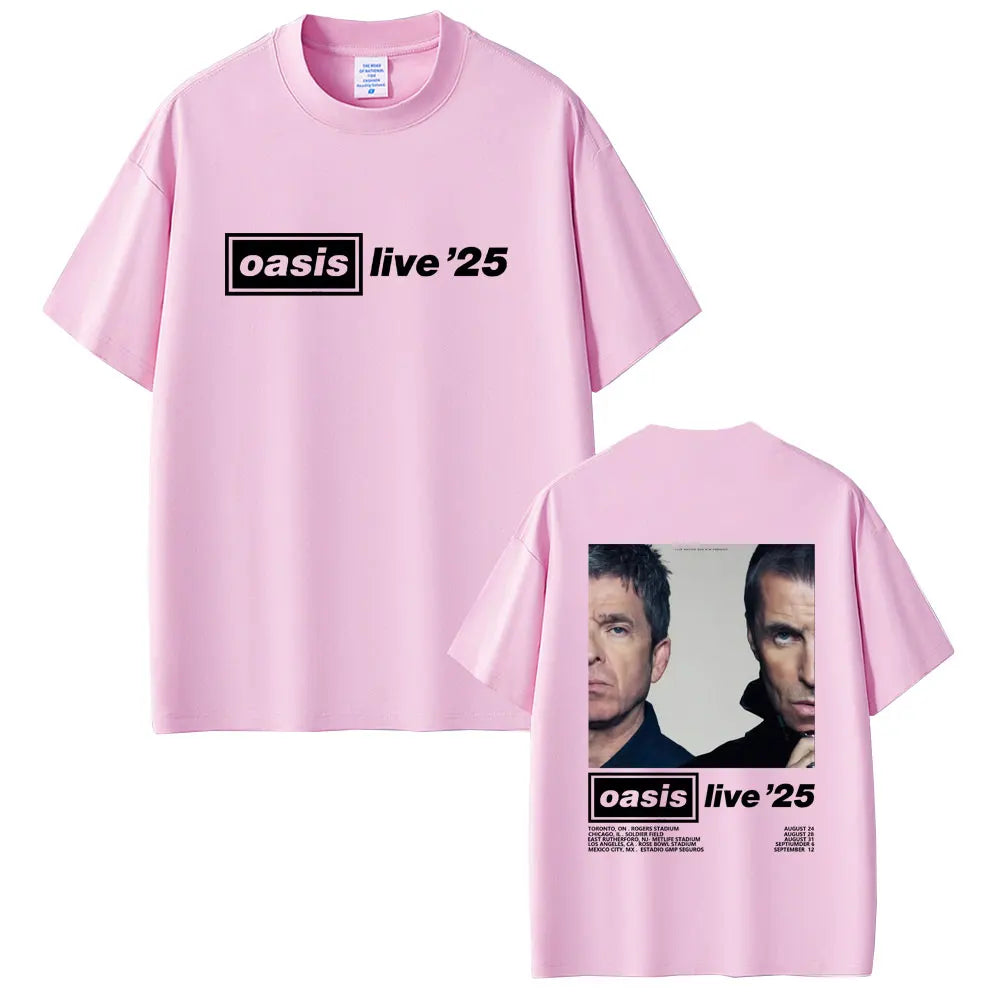 Oasis Live 25 Tour T-shirts Photo Print in the Back Various Colors and Sizes