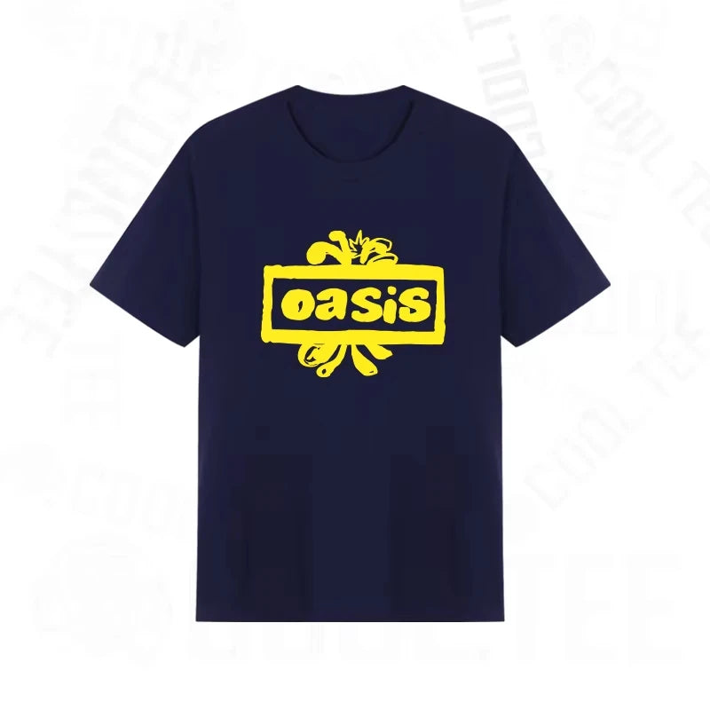 2025 Popular New Style Short-sleeved T-shirt Oasis Rock Band Around Loose with The Same Men and Women Comfortable
