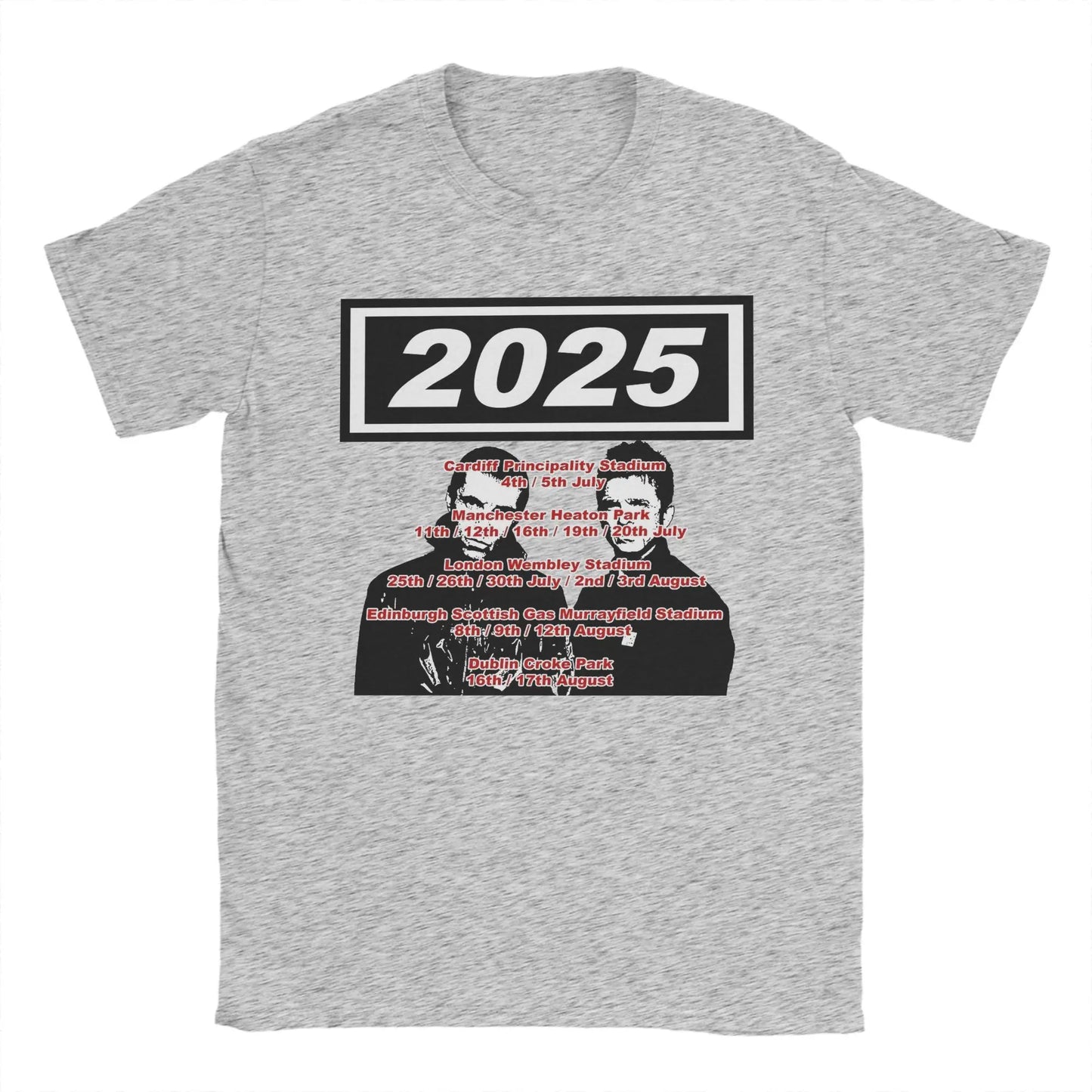 Men Women Graphic Printing O-Oasis Rock Band Tee T Shirt Cotton Live 25 Tour T-shirts Clothes