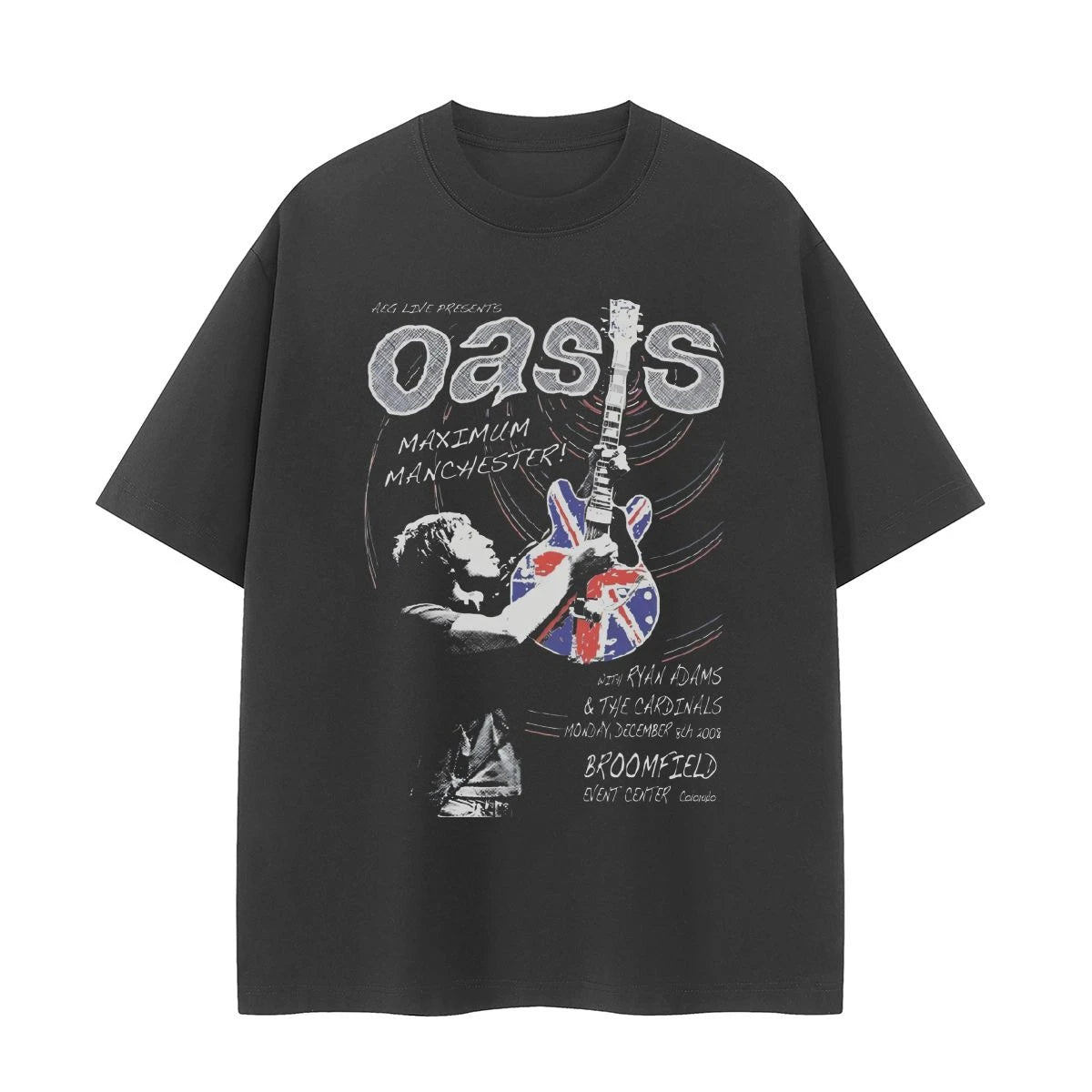 Oasis Oasis Band Retro Portrait American Street VTG Shoulder Loose Cotton Crew Neck Rock Men's and Women's Short Sleeve T-Shirt