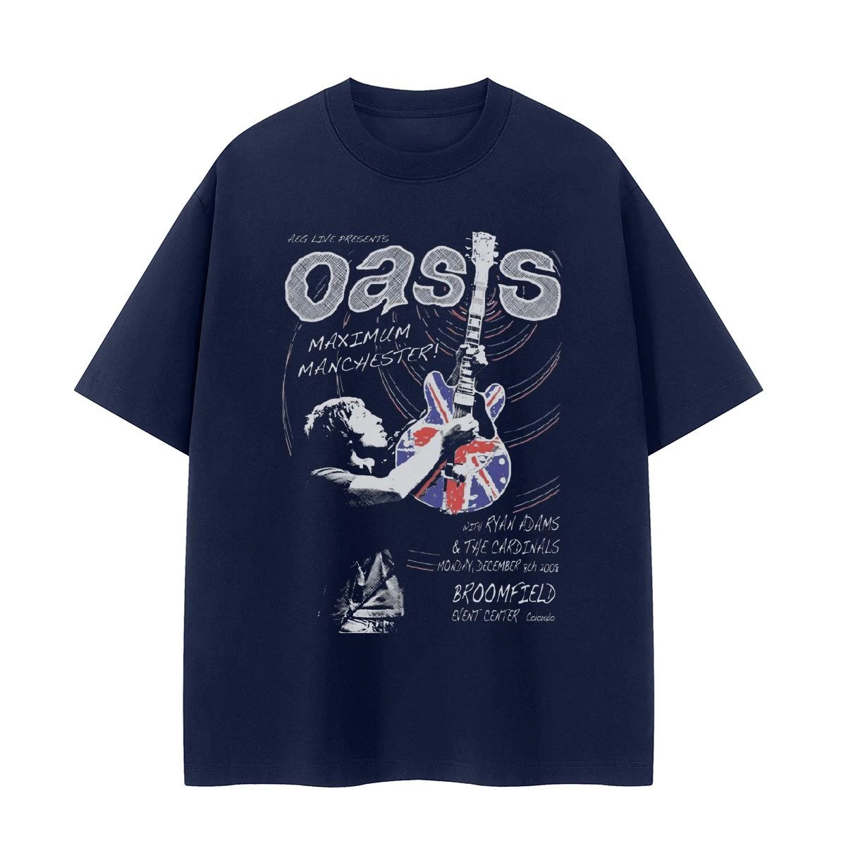 Oasis Oasis Band Retro Portrait American Street VTG Shoulder Loose Cotton Crew Neck Rock Men's and Women's Short Sleeve T-Shirt