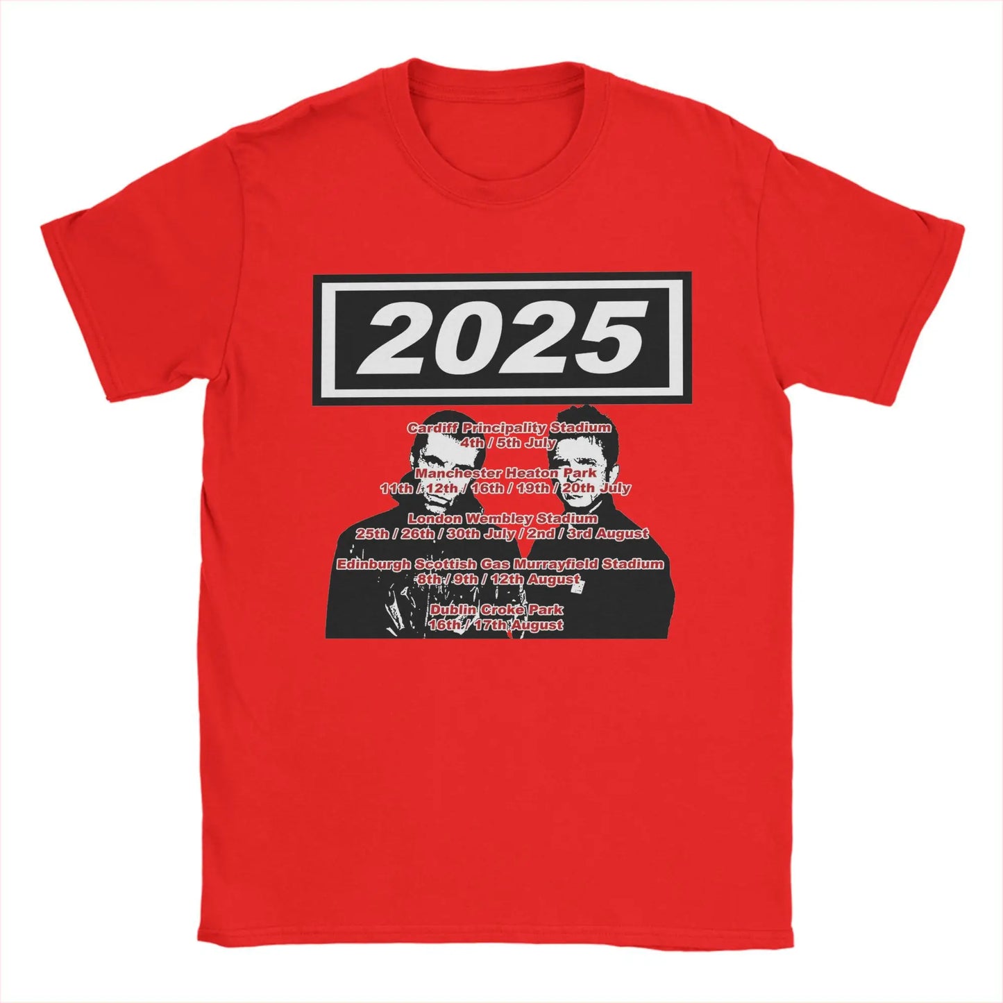Men Women Graphic Printing O-Oasis Rock Band Tee T Shirt Cotton Live 25 Tour T-shirts Clothes
