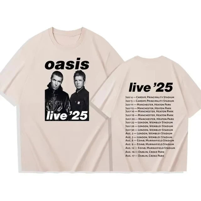 Oasis Live 25 Tour T-Shirts Man Women Summer Casual O-Neck Short Sleeve Shirts Fans Gift Boys Clothes Girls Clothes 2025 Y2K