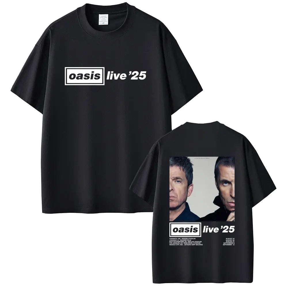 Oasis Live 25 Tour T-shirts Photo Print in the Back Various Colors and Sizes