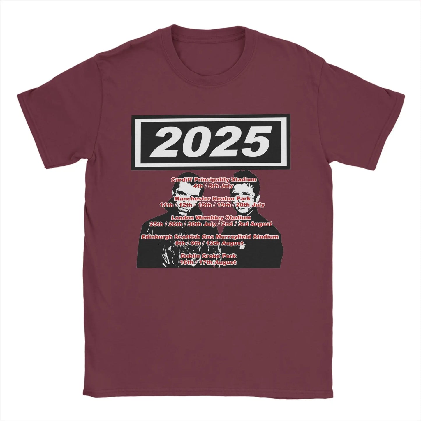 Men Women Graphic Printing O-Oasis Rock Band Tee T Shirt Cotton Live 25 Tour T-shirts Clothes