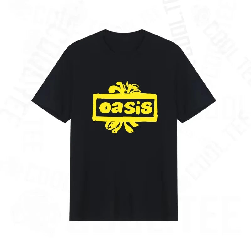2025 Popular New Style Short-sleeved T-shirt Oasis Rock Band Around Loose with The Same Men and Women Comfortable