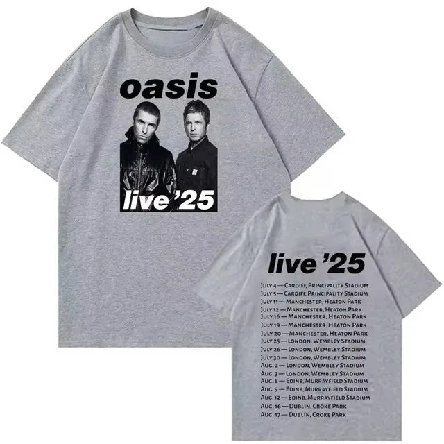 Oasis Live 25 Tour T-Shirts Man Women Summer Casual O-Neck Short Sleeve Shirts Fans Gift Boys Clothes Girls Clothes 2025 Y2K