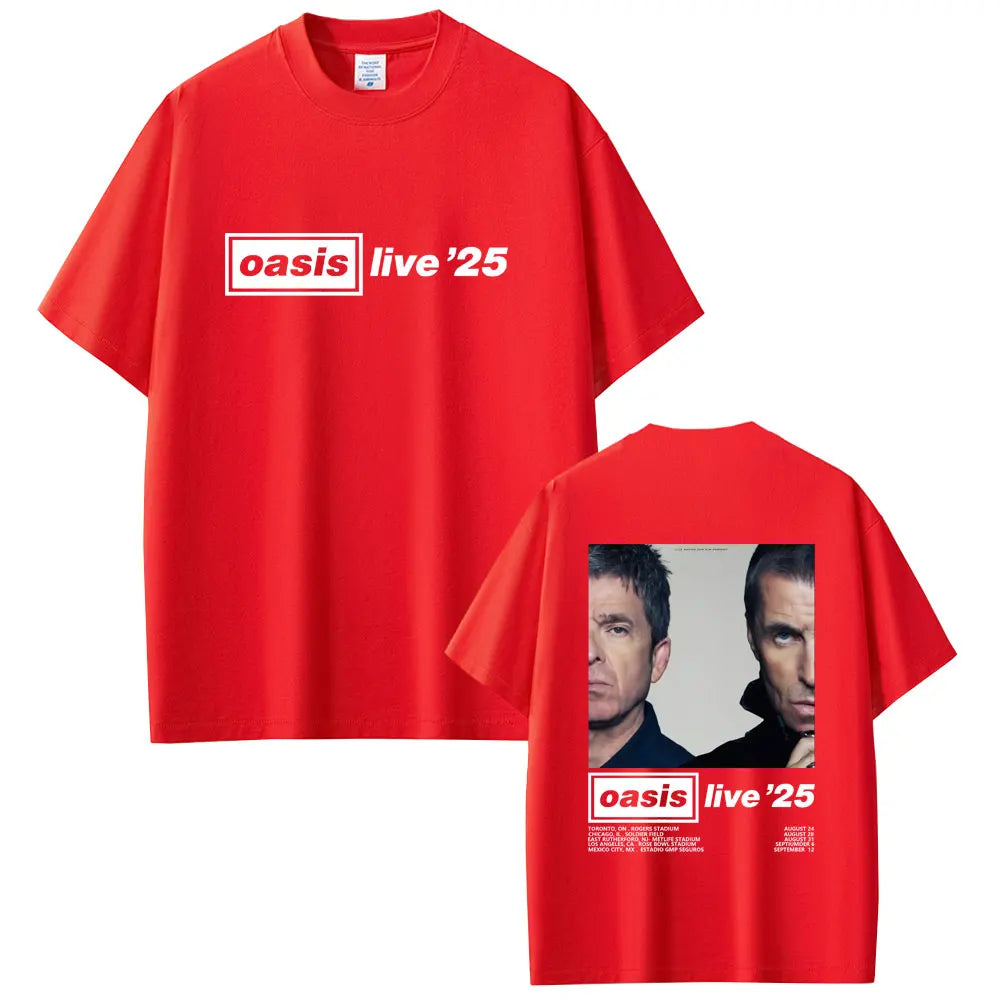 Oasis Live 25 Tour T-shirts Photo Print in the Back Various Colors and Sizes