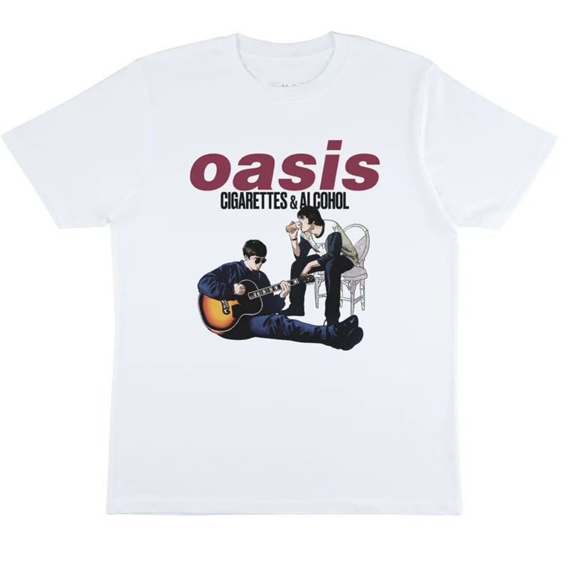 Hip Hop Street T Shirt Oasis Band Women Men Cotton Oversized Tees Oasis Rock Short Sleeve Men's T-shirt High Quality Streetwear