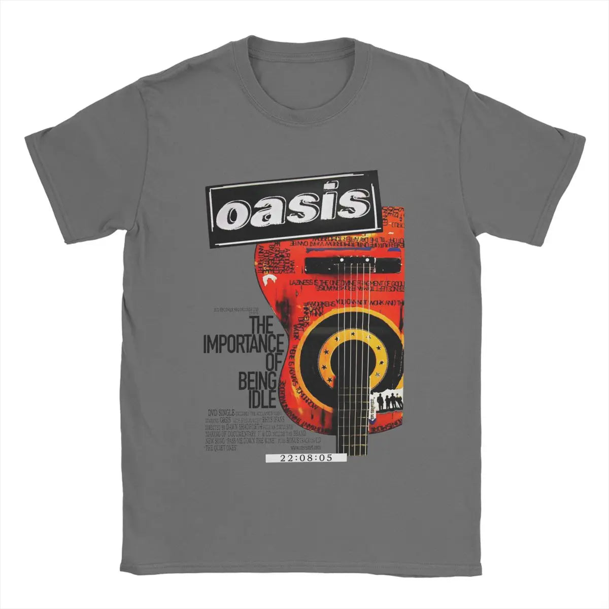 Oasis Guitar Cartoon T-shirt in Gray Various Sizes