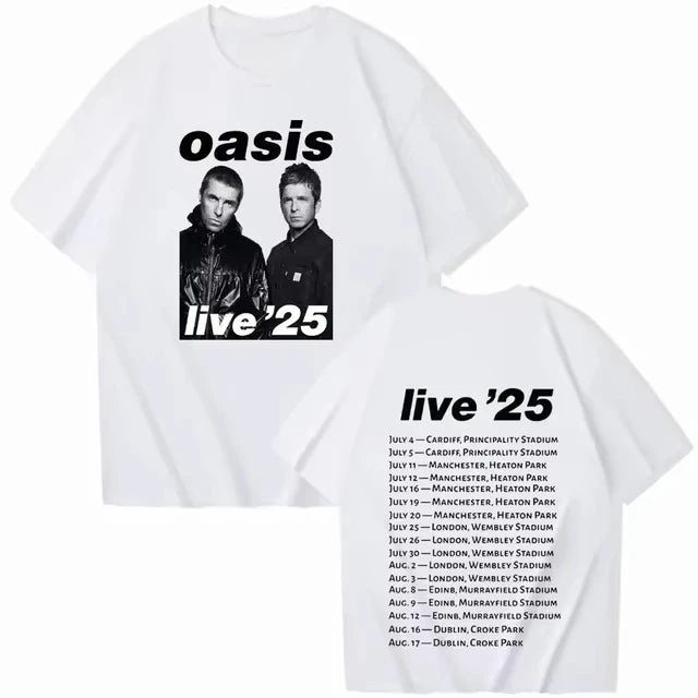 Oasis Live 25 Tour T-Shirts Man Women Summer Casual O-Neck Short Sleeve Shirts Fans Gift Boys Clothes Girls Clothes 2025 Y2K