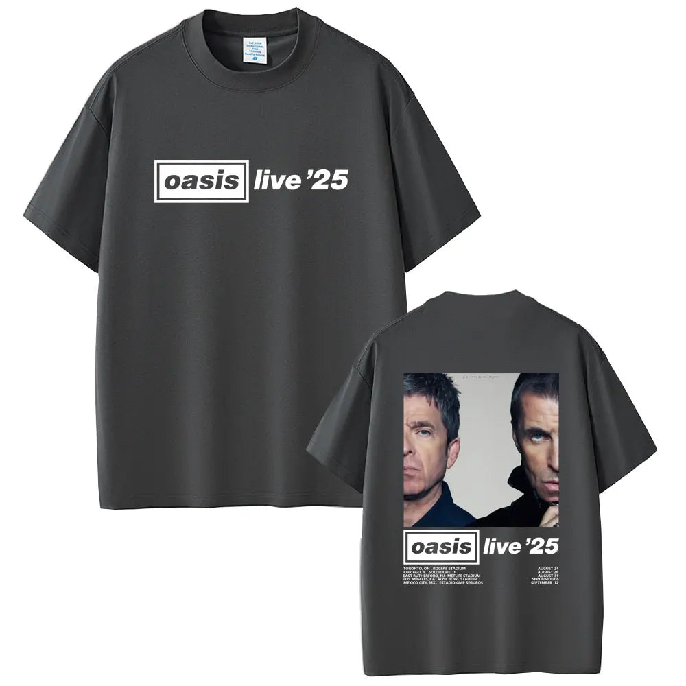 Oasis Live 25 Tour T-shirts Photo Print in the Back Various Colors and Sizes