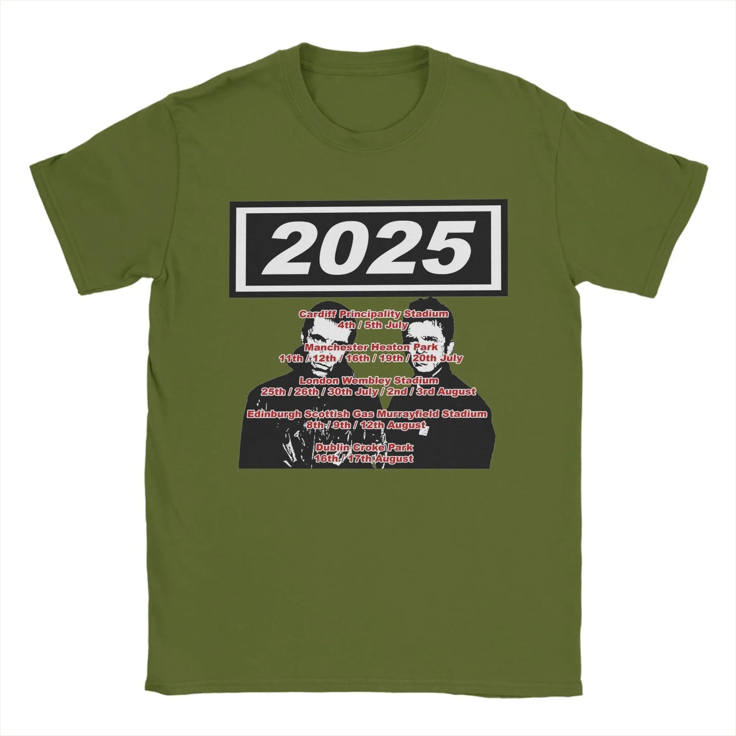 Men Women Graphic Printing O-Oasis Rock Band  Tee T Shirt Cotton Live 25 Tour T-shirts Clothes