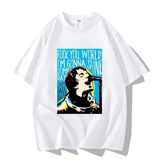 Oasis Liam Gallagher Cartoon T-shirt in White Various Sizes
