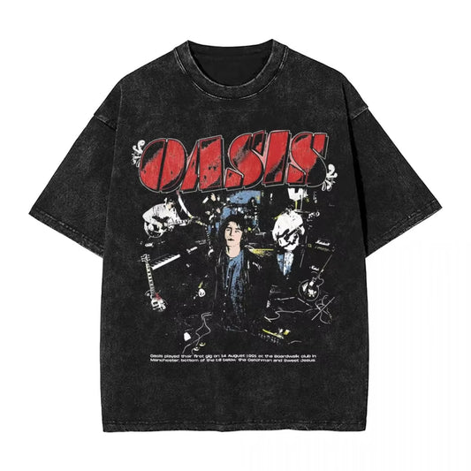 Oasised Definitely Maybe T Shirt Hip Hop Washed Short Sleeve Harajuku T-Shirt Novelty Men Women Top Streetwear Printed Tops Tees
