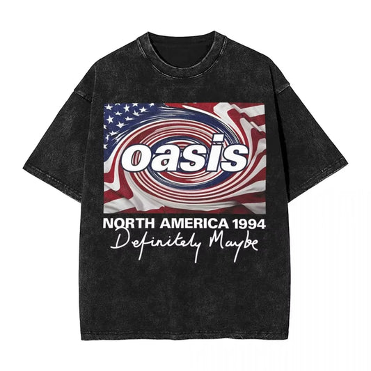 Oasised Definitely Maybe T Shirt Hip Hop Washed Short Sleeve Harajuku T-Shirt Novelty Men Women Top Streetwear Printed Tops Tees