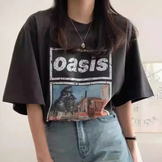 2025 Oasis Tour Peripheral Limit Women T-Shirts Trendy Cotton T-Shirt Women Versatile Loose Hot-selling Fashion Short Sleeve Top