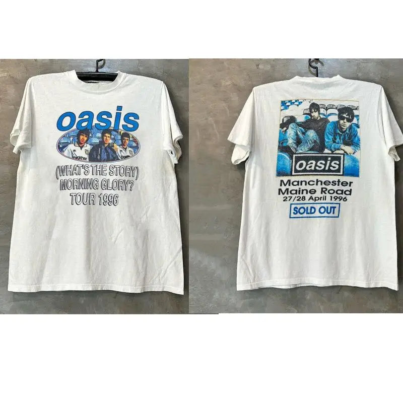 Oasis Oasis Rock Band Short Sleeve T-Shirt Rapcore Portrait Atmosphere American Street Ruffian Handsome Half Sleeve Men