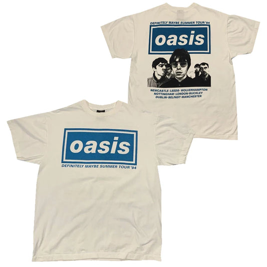 Cotton High Quality Harajuku Oasis Band Rock T-Shirt Retro Punk Short Sleeve Men's and Girls Cotton Summer Short Sleeve