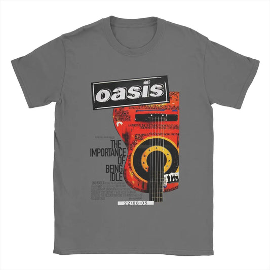 Oasis Guitar Cartoon T-shirt in Gray Various Sizes